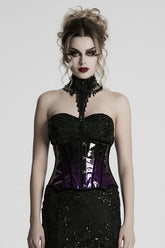 Black/Purple Gradient Patent Leather Women's Gothic Underbust Corset